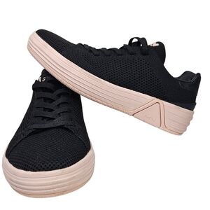 Skechers Black Knit Sneakers with Light Pink Platform Sole